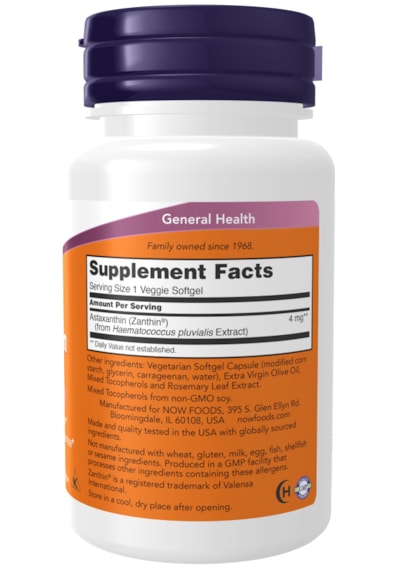 Now Foods Astaxanthin 4 Mg 60 Vegetarian Capsules