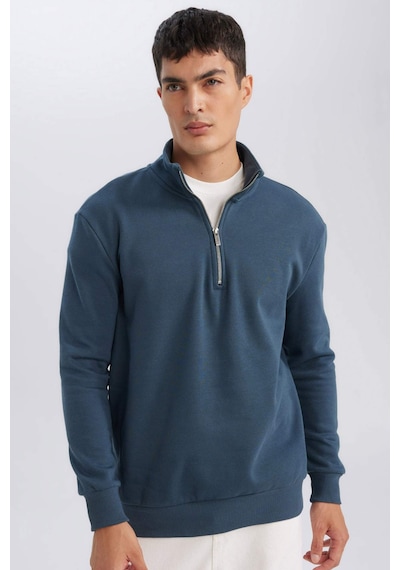 DeFacto Comfort Regular Fit Rahat Kalıp Fermuarlı Dik Yaka Basic Düz Sweatshirt X7405AZ24AUBE700 DeFacto Comfort Regular Fit Rahat Kalıp Fermuarlı Dik Yaka Basic Düz Sweatshirt X7405AZ24AUBE700