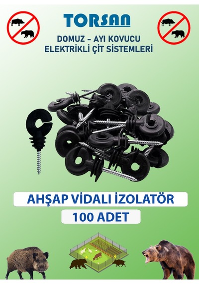 Elektrikli Çit Tel Ahşap Vidalı İzolatör 100 Adet