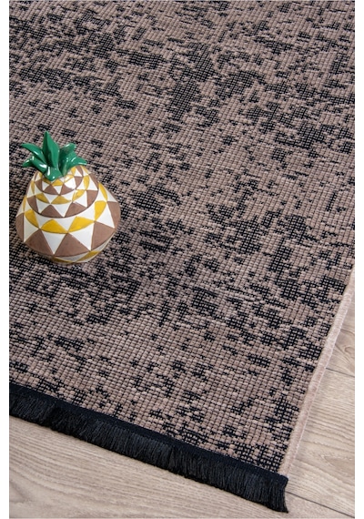 Bej Şönil Kilim Makinede Yıkanabilir Kaymaz Taban Halı Yolluk Bej