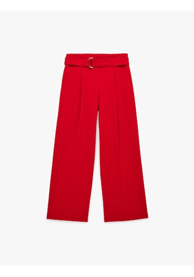Koton Standart Bel Kemerli Geniş Paça Pantolon Kırmızı 6sak40284pw