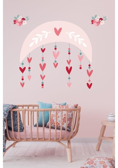 MSticker Ay Ve Sarkan Kalpler Çocuk Bebek Odası Duvar Sticker