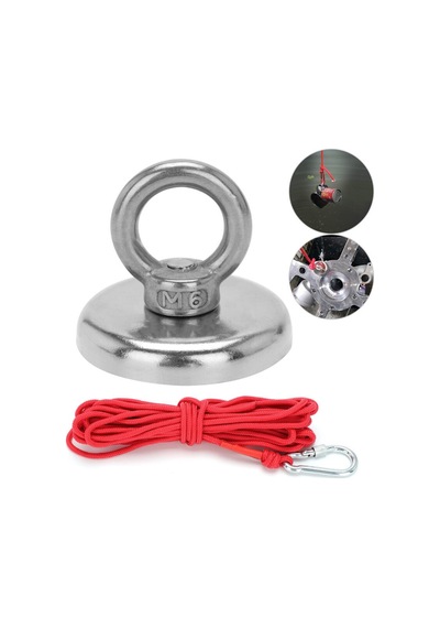 Güçlü Halkalı Neodyum Pot Mıknatıs 42mm Çap, Kanca Kurtarma Mıkna