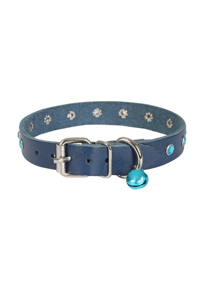 Cattie Taşlı Deri Kedi Boyun Tasması Xl 1.5x28-32CM Royal Mavi