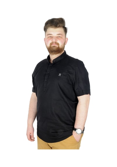 Mode XL Buyuk Beden Erkek Kısa Kol Hakim Yaka 20387 Siyah