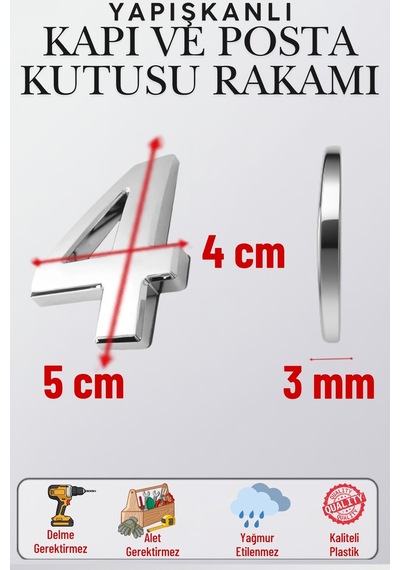 Krom Yapışkanlı Kapı Numarası 4 5 Cm / 50 Mm Küçük Boy Rakam Sayı - Daire, Posta Kutusu, Otel Oda No, Asansör, Kat Planı, Araç Model Ve Apartman İçi Dekoru İçin Kendinden Yapışkanlı Krom Numaratör 4 4 Krom Yapışkanlı Kapı Numarası 4 5 Cm / 50 Mm Küçük Boy Rakam Sayı - Daire, Posta Kutusu, Otel Oda No, Asansör, Kat Planı, Araç Model Ve Apartman İçi Dekoru İçin Kendinden Yapışkanlı Krom Numaratör 4 4