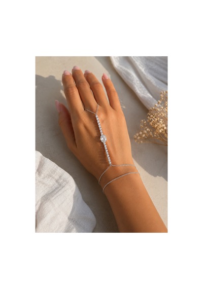 Gümüş Renk Oval Tektaş Zirkon Taşlı Şahmeran Bileklik Gümüş - 905104925 Gümüş