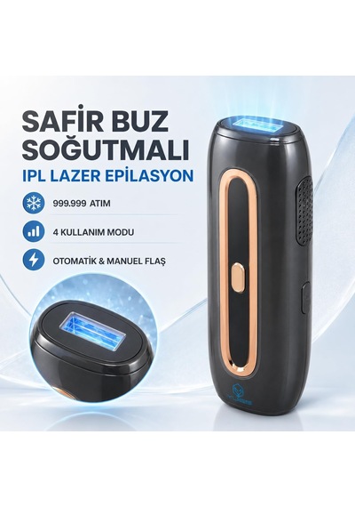 W-1098 Ipl Lazer Epilasyon Cihazı, Safir Buz Soğutmalı Başlık, 999.999 Atım, Otomatik Ve Manuel Flaş, Kırmızı Led Işık Modu, Gözlük Ve Adaptör, Antrasit