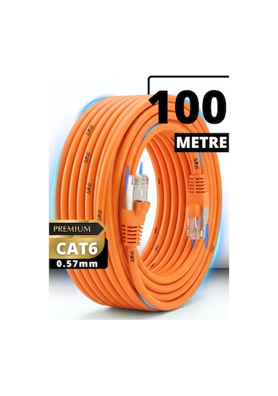 Mn6 M107xt Cat6 Ethernet Kablosu 100 Metre 0.57mm Utp Ultra Dayanıklı Çift Kat Korumalı Dış Mekan Ağır Şartlara Uygun Lan Kablosu