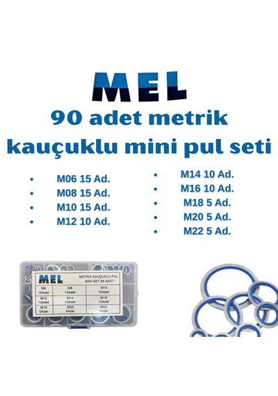 Mel 90 Parça Metrik Ölçülü Oringli Pul Seti
