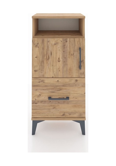 Arges Komodin 2 Raflı Tek Çekmeceli 2 Kapaklı 44x30x96 Çam-çam Atlas Çam