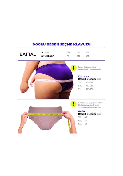 Alya Underwear Kadın Büyük Beden Külot Battal Full Brief, Yüksek Bel 5xl, 6xl, 7xl 5 Farklı Renk 1 Pakette P10