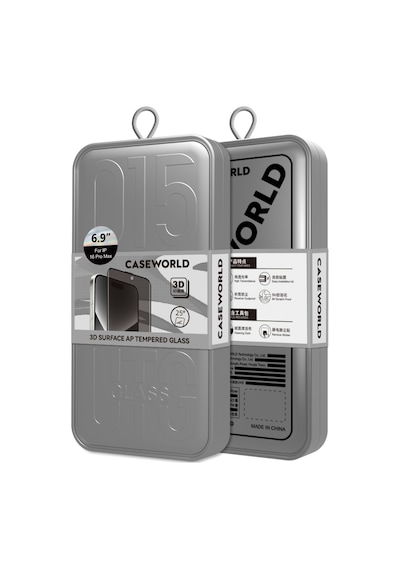 Apple Uyumlu   iPhone 16 Pro Caseworld 0.25mm Privacy 3d Temperli Cam Ekran Koruyucu Uygulama Aparatlı Siyah