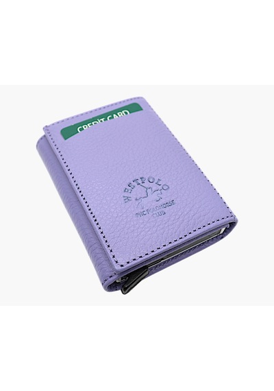 Westpolo Hakiki Deri Unisex Mekanizmalı Cüzdan 8 Kartlık - Lila Lila