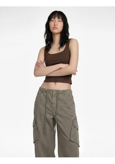 Koton Pamuklu Slim Fit U Yaka Kolsuz Bluz Kahverengi 6sal30299ık Kahve