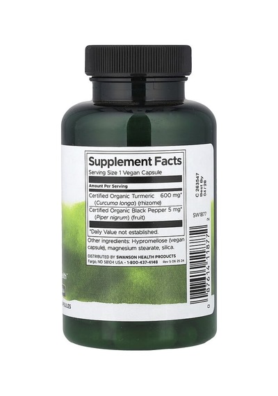 Swanson Vitamins, Turmeric & Black Pepper, 90 Vegan Capsules