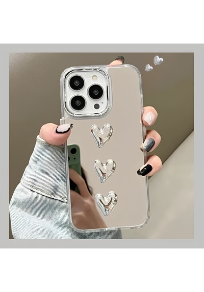 Apple Uyumlu iPhone 14 Pro Three Heart Mirror Case