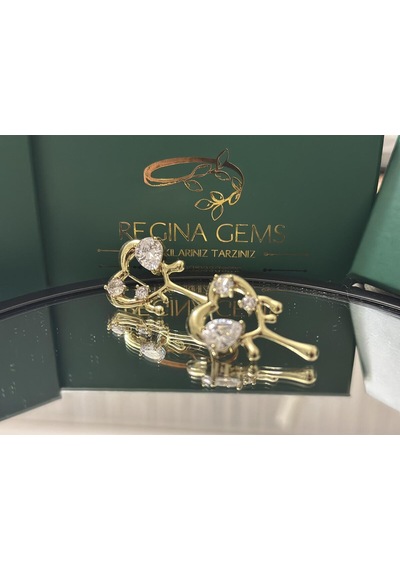 Golden Heart Bloom Crystal Küpe Altın