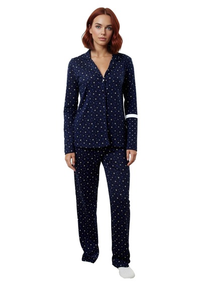 Ersefa Kadın Galaksi Desenli Gömlek Ve Pantolon Pijama Takımı Fonksiyone lacivert Ersefa Kadın Galaksi Desenli Gömlek Ve Pantolon Pijama Takımı Fonksiyone lacivert