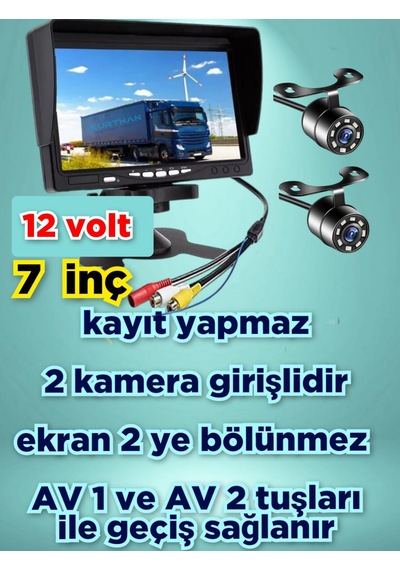 2 Adet Beyaz Ledli Kelebek Kamera Ve 7'' Qled Monitör 12v