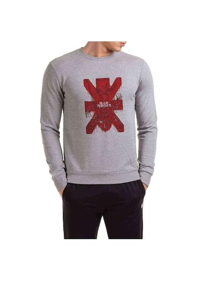 Iron Maiden X Metal Rock Muzik Baskılı Gri Erkek Sweatshirt