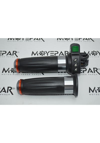 0119 E Bike Işıklı Yeşil Düğmeli Gaz Kolu Set