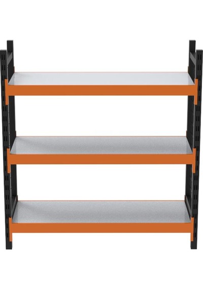 3 Katlı Dekoratif Midi Rack - Ekonomik Depo,arşiv, Kiler Rafı Siyah-turuncu-35x150 Cm-100 Cm Çok Renkli