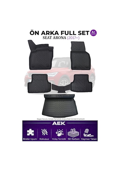 Seat Arona 2017+ 5d Karbon Paspas Takımı +3d Pvc Bagaj Havuzu Set