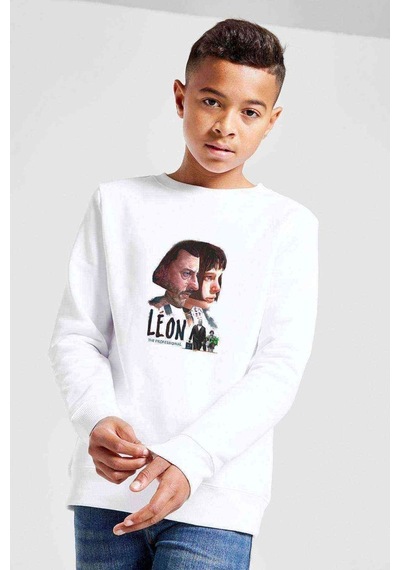 Tshirthane Mathilda & Leon Sevginin Gücü The Baskılı Unisex Çocuk Beyaz Swe Beyaz