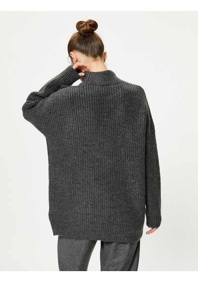 Koton Oversize Triko Kazak Balıkçı Yaka Düşük Omuzlu Gri 4wak90206ht 4WAK90206HT031 Gri