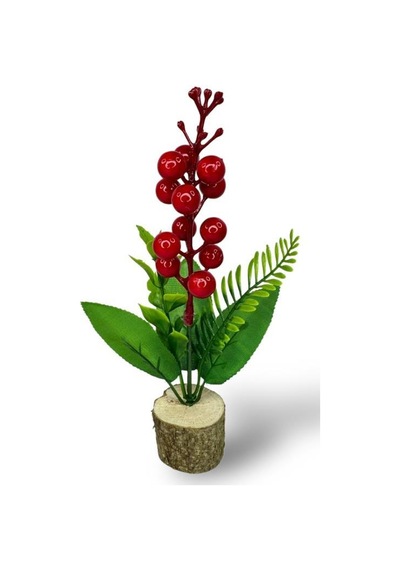 Yapay Çiçek Yılbaşı Çiçeği Kokinalı Kütük Saksılı Dekoratif Süs 20cm
