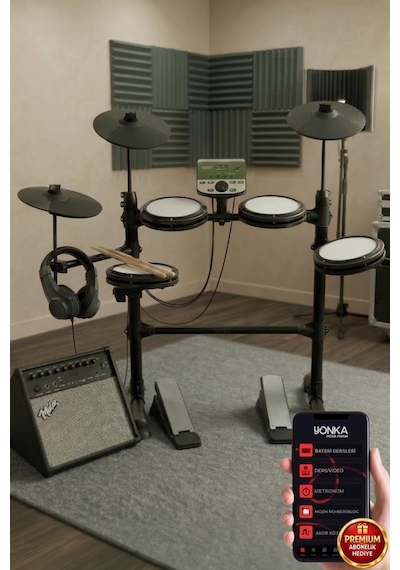 Midex Ddx-110bt-70amp 70w Amfili Profesyonel Dijital Davul Elektronik Bateri Seti Kulaklık Hediye
