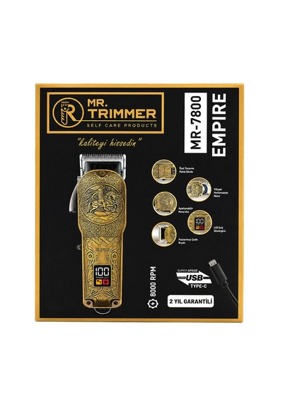 Saç Sakal Kesme Traş Makinesi Usb - Type-c Şarjlı - Led Gösterge 3-7-9-12mm Tarak Mr-7800 1 - 2 Saat
