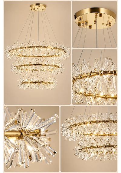 Modern Premium Gold Luxury Sarkıt Avize 3 Kat Modern Lüks Salon Lobi Avizesi 86xg4