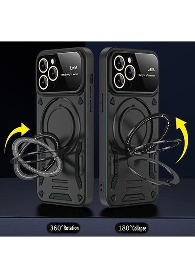 Apple iPhone 16 Pro Uyumlu Siyah Joy Entegre Standlı Kamera Ve Ekran K