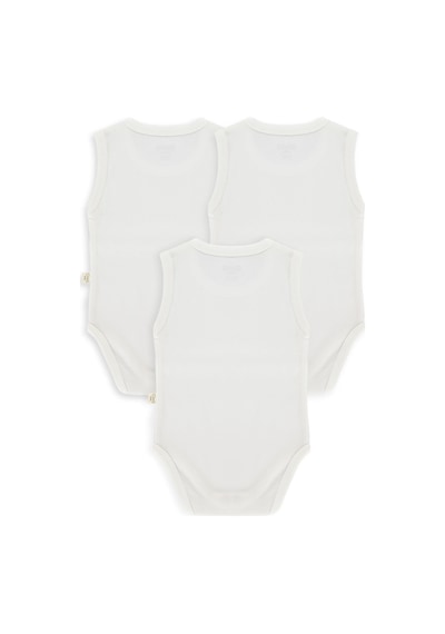 Civil Baby 3 Lü Düz Sıfır Kol 0-36 Ay Çıtçıtlı Badi - Beyaz
