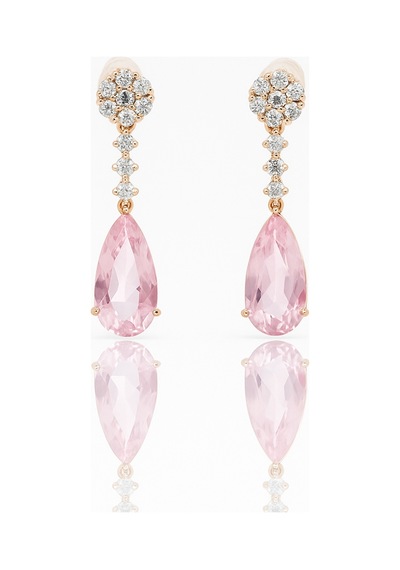 18k Rose Gold Plated Fiore Rosa Drop Küpe Gold