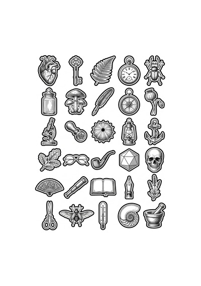 30 Adet Vintage Siyah Beyaz Gravür Eskiz Sticker Seti - Laptop Scrapbook Ajanda İçin