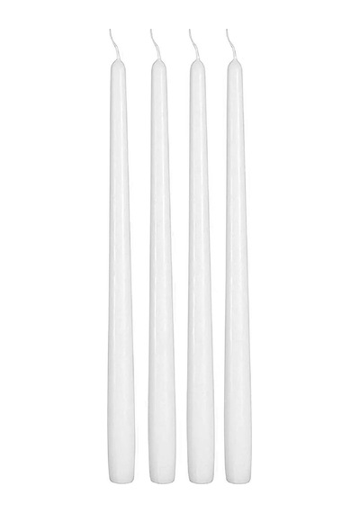 Bozkurt Konik Şamdan Mum Fener Mumu - Beyaz - 24 Cm. - 4 Adetlik Paket Beyaz