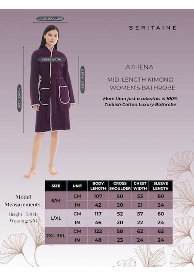 Athena Kimono Kadın Bornozu- Mor %100 Pamuk Mor