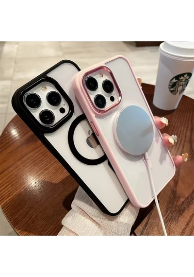 Apple Uyumlu iPhone 16 Pro Kılıf Magsafe Ve Şeffaf Gri