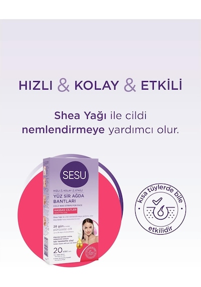 Sesu Sir Ağda Bantları Yüz Bölgesi Hassas Ciltler 20 Li X 3 Adet