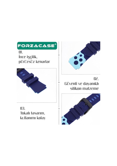 Forzacase Tcl Movetime Mt42x Akıllı Çocuk Saat İle Uyumlu Çift Renk Şık Silikon Kordon Kayış - Fc891 Mavi