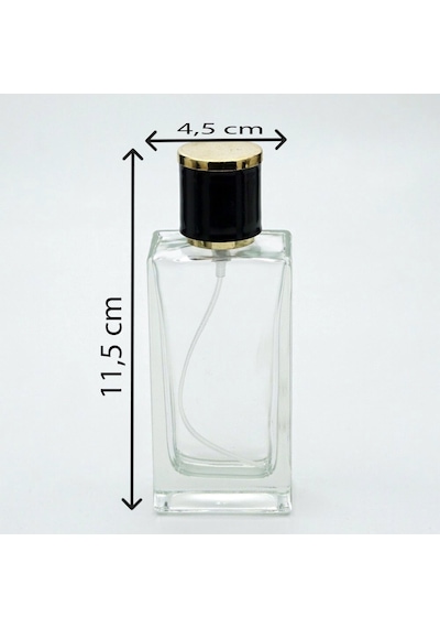 Parfüm Şişesi 50 Ml 3 Adet Şeffaf Dikdörtgen Model Kolay Kapama