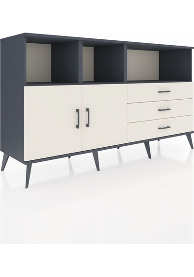 Hyperion Konsol 5 Raflı 3 Çekmeceli 2 Kapaklı 176x44x99 Antrasit- Antrasit-aytaşı Hyperion Konsol 5 Raflı 3 Çekmeceli 2 Kapaklı 176x44x99 Antrasit- Antrasit-aytaşı