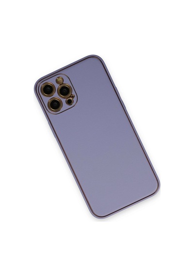 Apple  Uyumlu  iPhone 12 Pro Max Kılıf Coco Deri Silikon Kapak Açık Lila