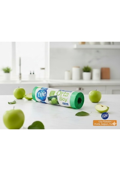 Life Elma Kokulu Orta Boy Büzgülü Çöp Torbası 10'lu 20'li Paket