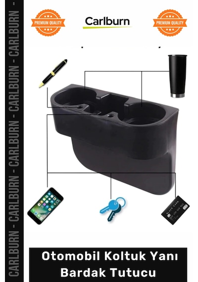 Bardaklık Ergonomik Çok Amaçlı Araç İçi Depolama Dağınıklık Giderici Oto Koltuk Yanı Bardak Tutucu