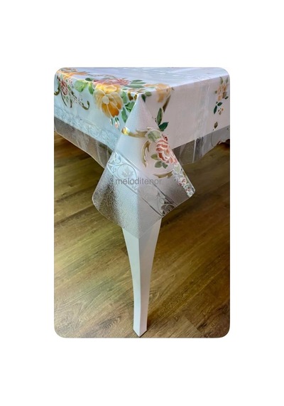 Tr Meiwa Parlak Yanardöner Yaldızlı Lüks Desenli Şeffaf Pvc Muşamba Masa Örtüsü Koruyucu Turuncu 100 X 140 Diğer