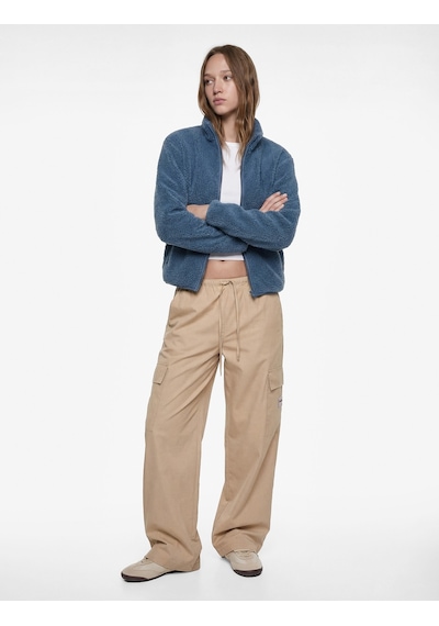 Koton Dik Yaka Uzun Kollu Cepli Fermuarlı Oversize Peluş Bomber Ceket Mavi 6wmg60027ık Koton Dik Yaka Uzun Kollu Cepli Fermuarlı Oversize Peluş Bomber Ceket Mavi 6wmg60027ık